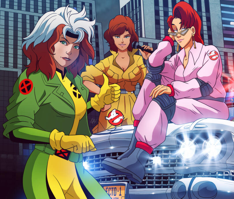X-Men Rogue, April O'Neil and Janine Melnitz
